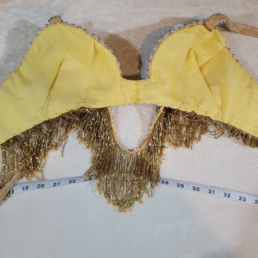 Vintage Gold / Cream Fringe Showgirl Set - Picture 9 of 12